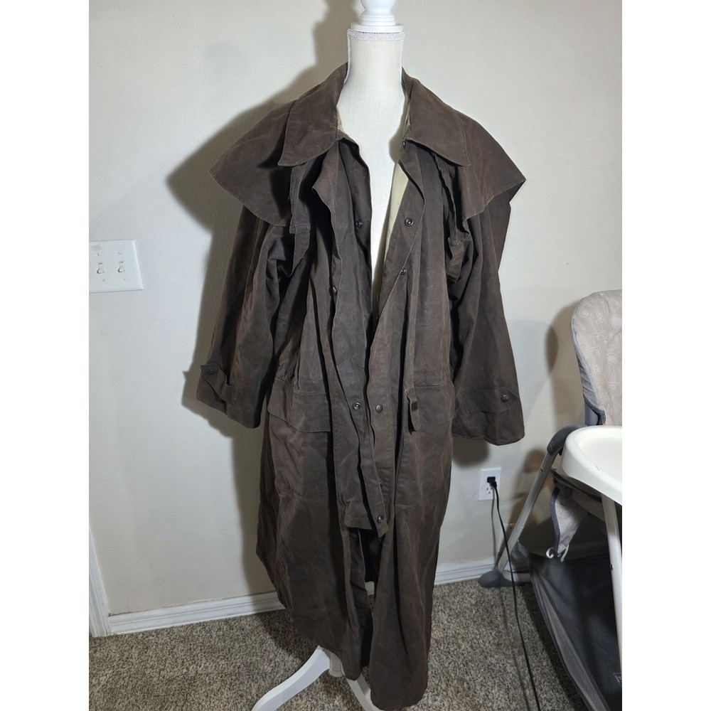 Outback‎ Trading Co Oilskin Duster Coat XL Brown Low Rider 2040